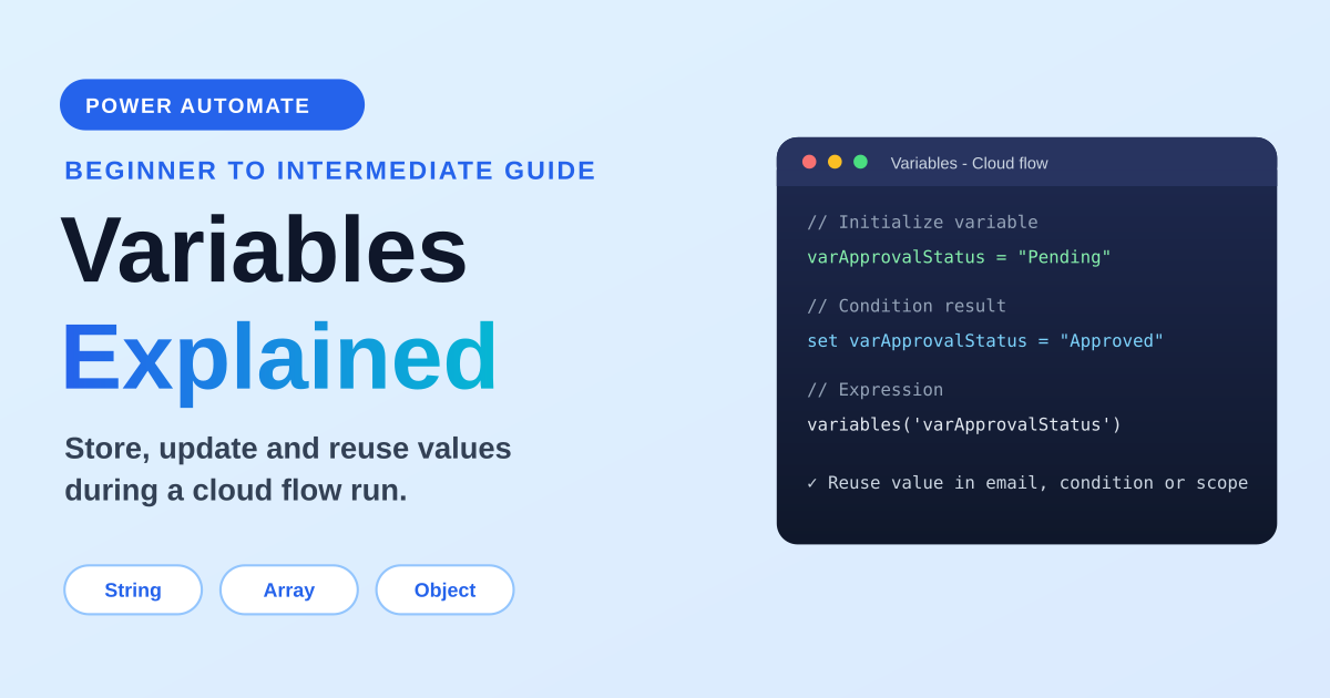 Power Automate Variables: Initialize, Set, Append & Examples article image